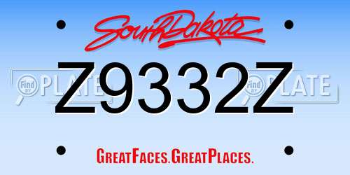 Z9332Z South Dakota License Plate