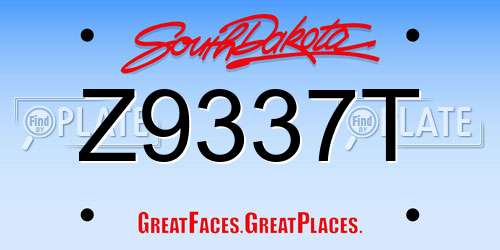 Z9337T South Dakota License Plate