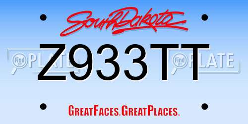 Z933TT South Dakota License Plate