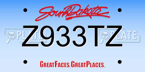 Z933TZ South Dakota License Plate
