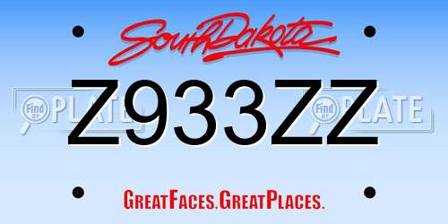 Z933ZZ South Dakota License Plate