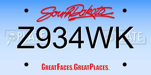Z934WK South Dakota License Plate