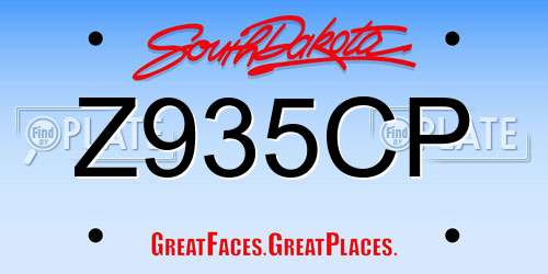 Z935CP South Dakota License Plate