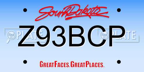 Z93BCP South Dakota License Plate