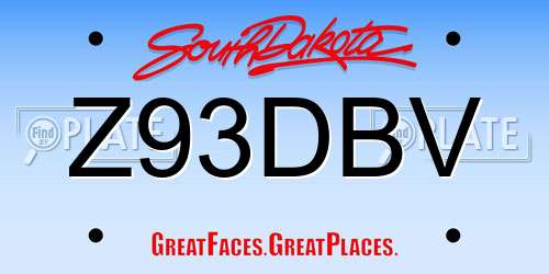 Z93DBV South Dakota License Plate