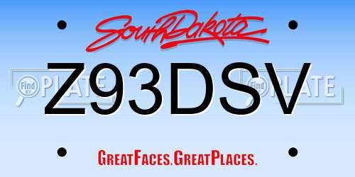 Z93DSV South Dakota License Plate