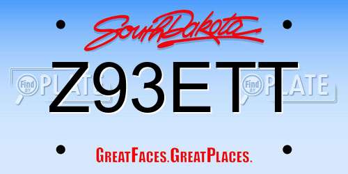 Z93ETT South Dakota License Plate