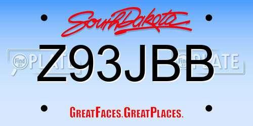 Z93JBB South Dakota License Plate
