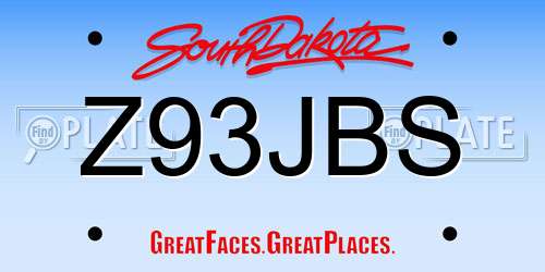 Z93JBS South Dakota License Plate