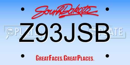 Z93JSB South Dakota License Plate