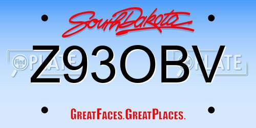 Z93OBV South Dakota License Plate