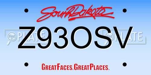 Z93OSV South Dakota License Plate