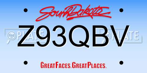 Z93QBV South Dakota License Plate