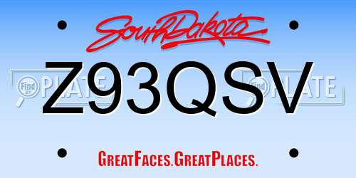 Z93QSV South Dakota License Plate