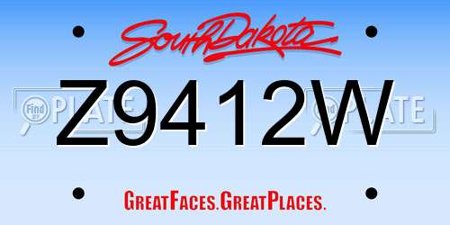 Z9412W South Dakota License Plate