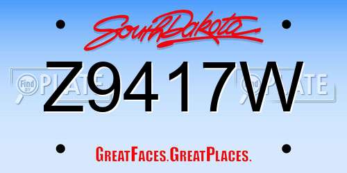Z9417W South Dakota License Plate