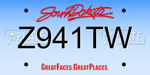 Z941TW South Dakota License Plate