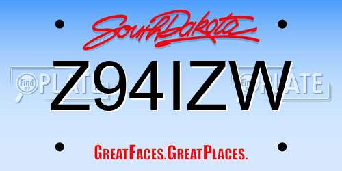 Z94IZW South Dakota License Plate