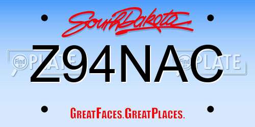 Z94NAC South Dakota License Plate