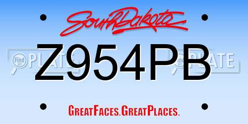 Z954PB South Dakota License Plate