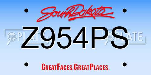 Z954PS South Dakota License Plate