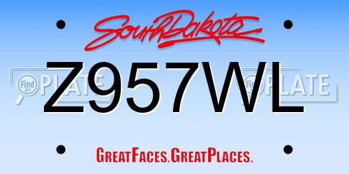 Z957WL South Dakota License Plate