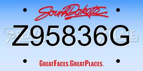 Z95836G South Dakota License Plate