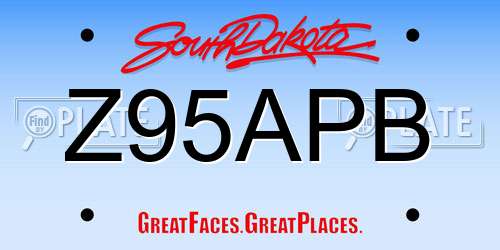 Z95APB South Dakota License Plate