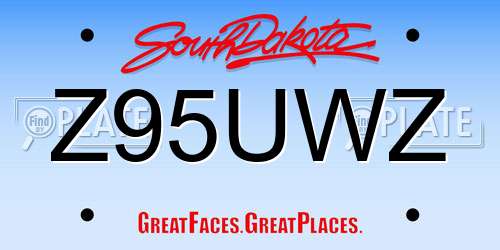 Z95UWZ South Dakota License Plate