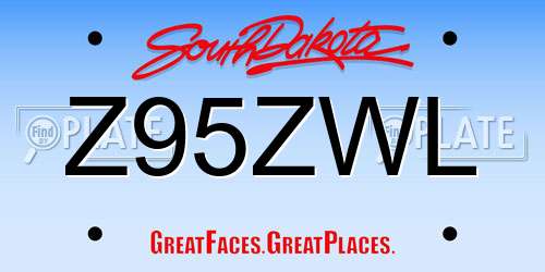 Z95ZWL South Dakota License Plate