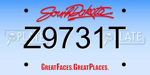 Z9731T South Dakota License Plate