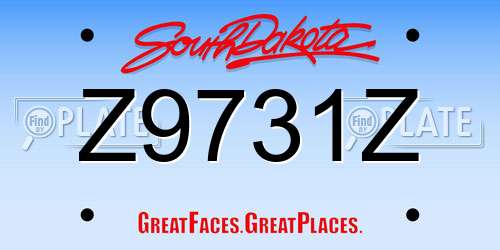 Z9731Z South Dakota License Plate