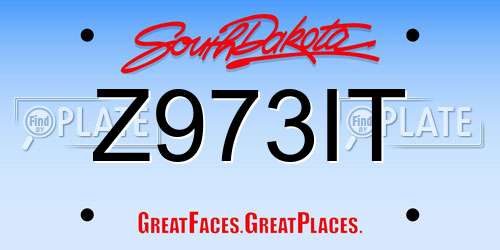 Z973IT South Dakota License Plate