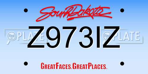 Z973IZ South Dakota License Plate