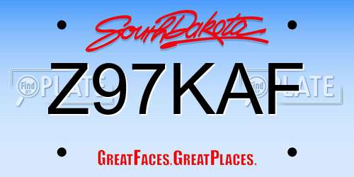 Z97KAF South Dakota License Plate