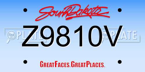 Z9810V South Dakota License Plate