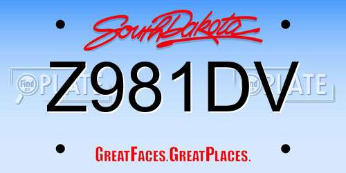 Z981DV South Dakota License Plate