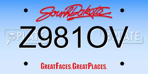 Z981OV South Dakota License Plate