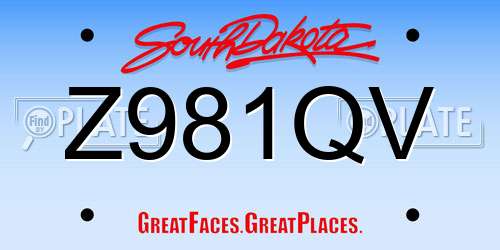 Z981QV South Dakota License Plate