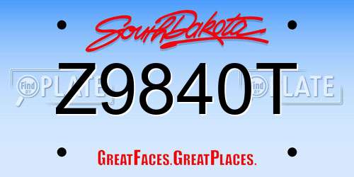 Z9840T South Dakota License Plate