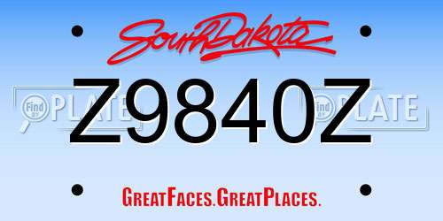 Z9840Z South Dakota License Plate