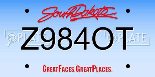 Z984OT South Dakota License Plate