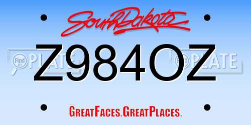 Z984OZ South Dakota License Plate
