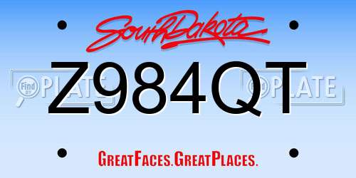 Z984QT South Dakota License Plate