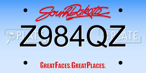 Z984QZ South Dakota License Plate