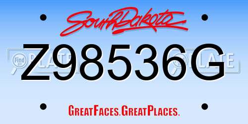 Z98536G South Dakota License Plate