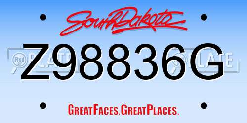 Z98836G South Dakota License Plate