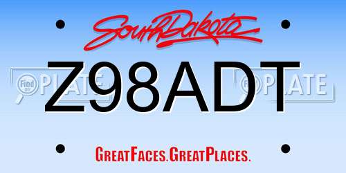 Z98ADT South Dakota License Plate