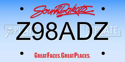 Z98ADZ South Dakota License Plate