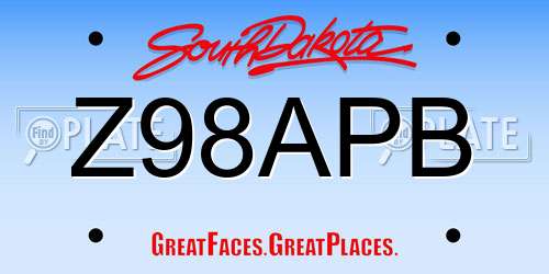Z98APB South Dakota License Plate